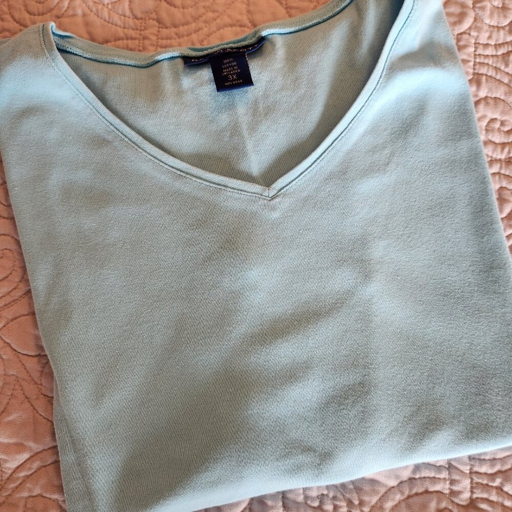 Karen Scott Tee Light Blue Size 3X Women's Any Occasion‎ Top Perfect with Jeans
